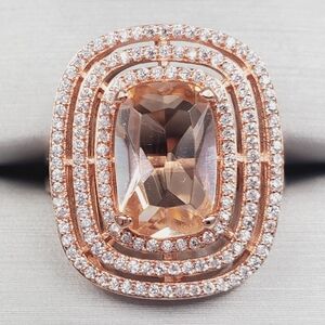 18k Rose Gold Triple Halo Morganite Ring